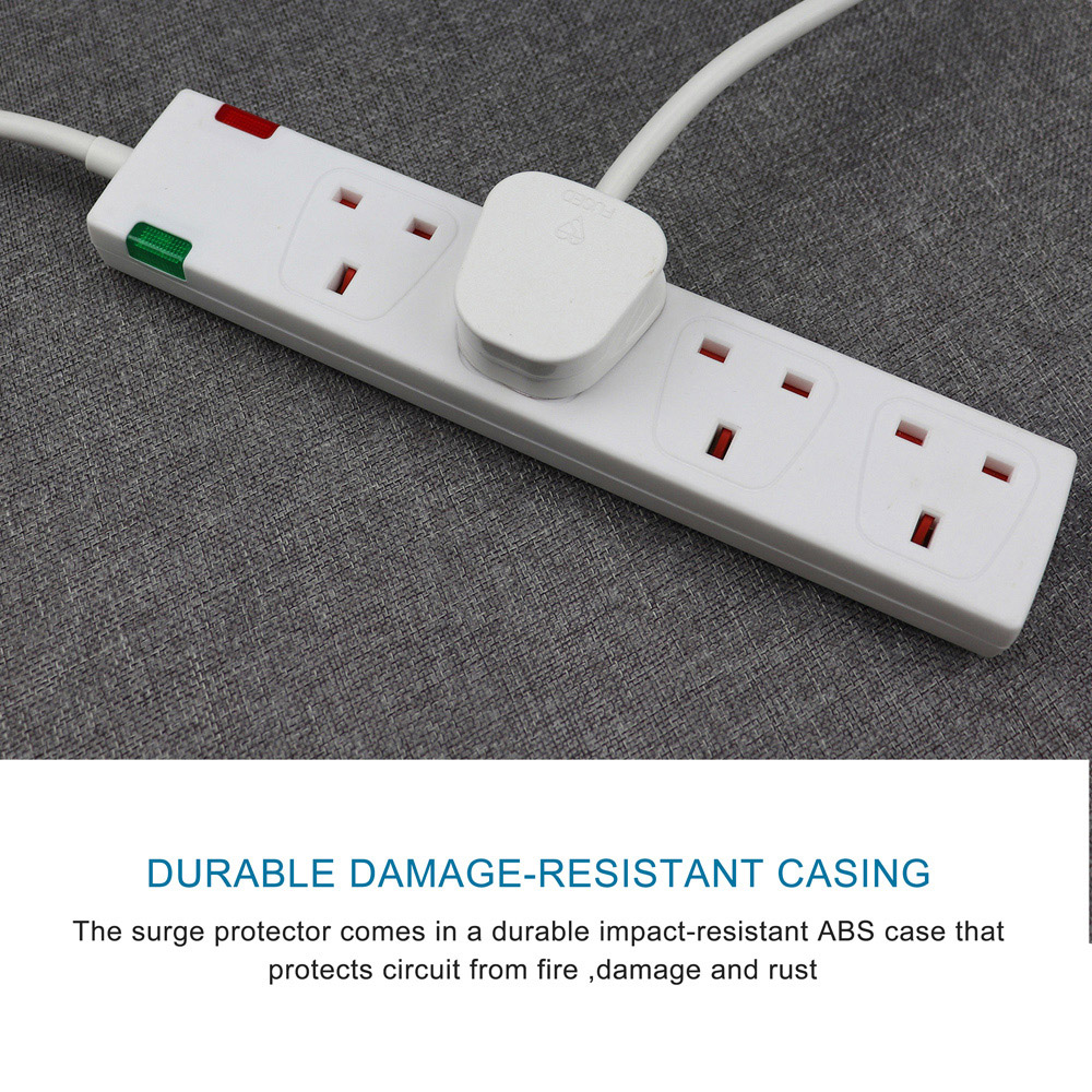 ExtraStar White 13A 2m 4 Socket Surge Protected Extension Lead Image 3