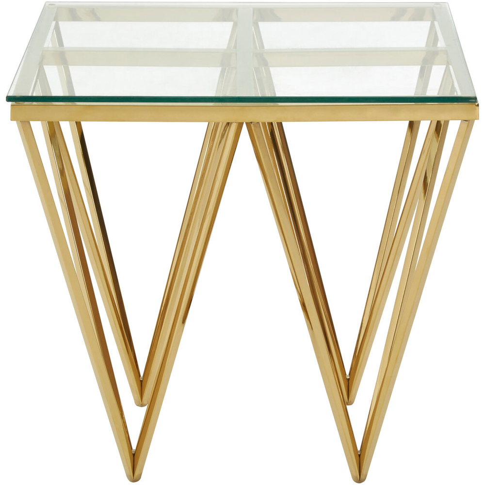 Premier Housewares Allure Gold Finish Side Table with Glass Top Image 3