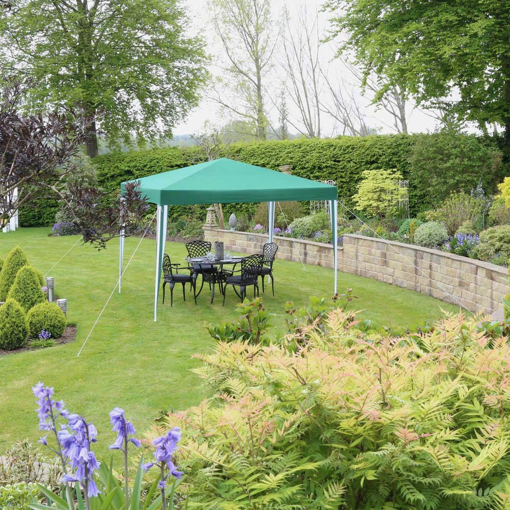 Charles Bentley 3 x 3m Green Striped Gazebo Image 1