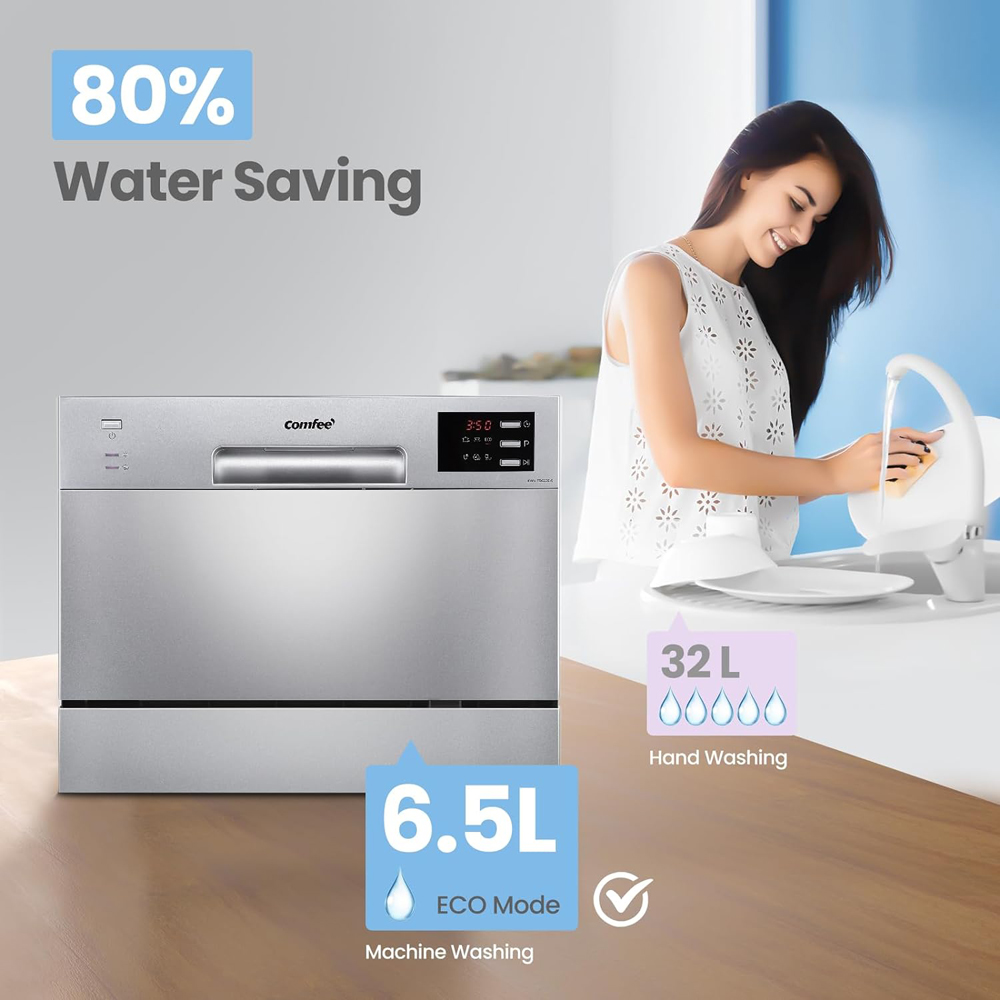 Comfee Silver 6.5L Freestanding Compact Dishwasher with LED Display Image 2