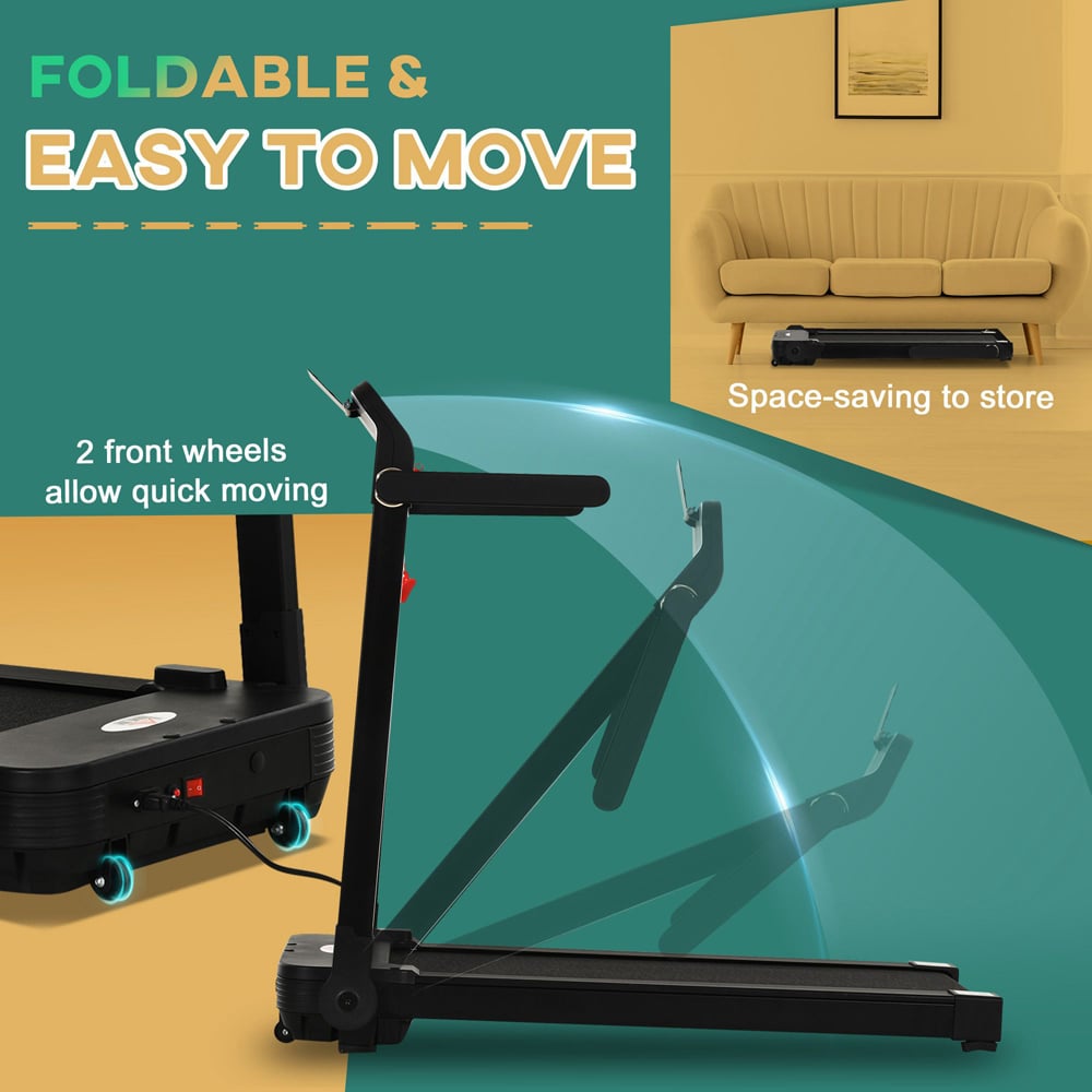 HOMCOM Black Foldable Motorised Treadmill with LED Monitor Image 4