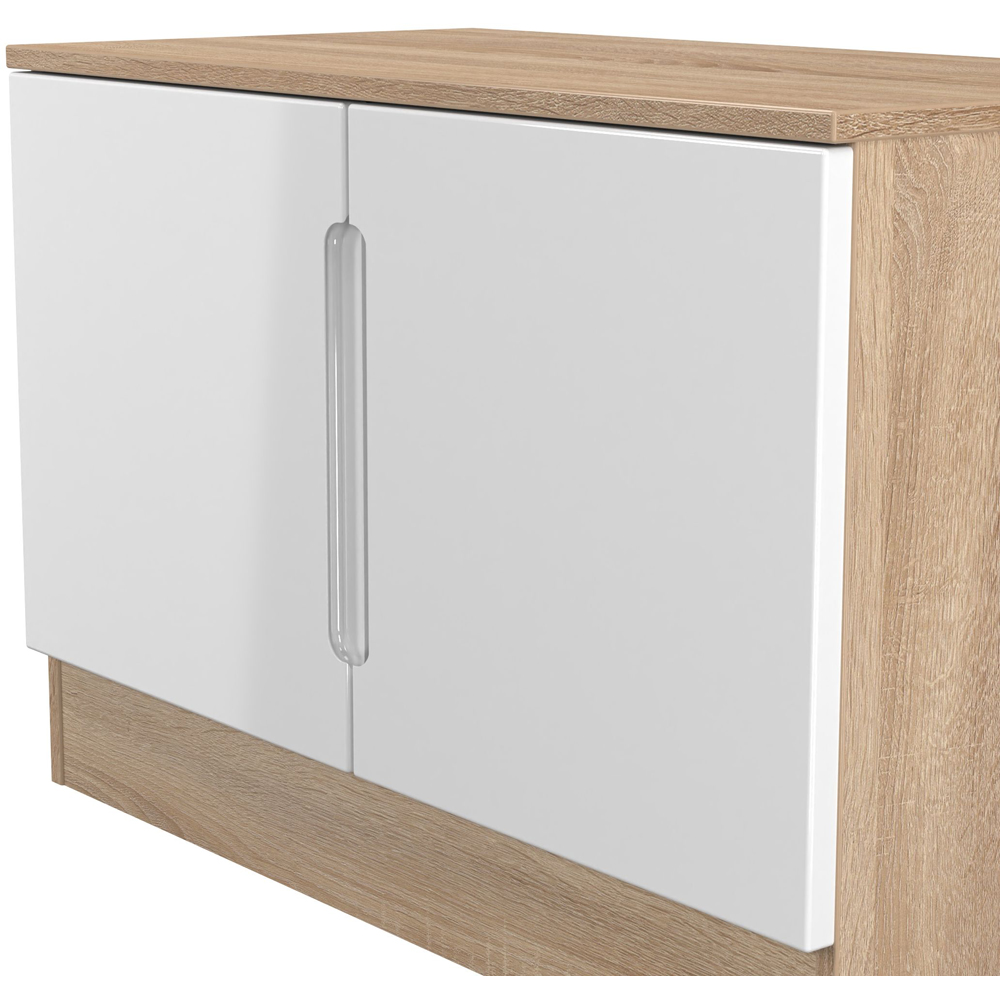 Crowndale Milan 2 Door White Gloss and Bardolino Oak Compact Storage Unit Image 5