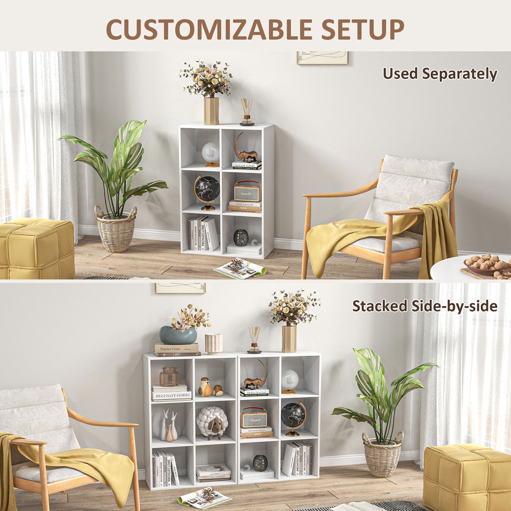 HOMCOM 6 Cube White Bookshelf Image 5