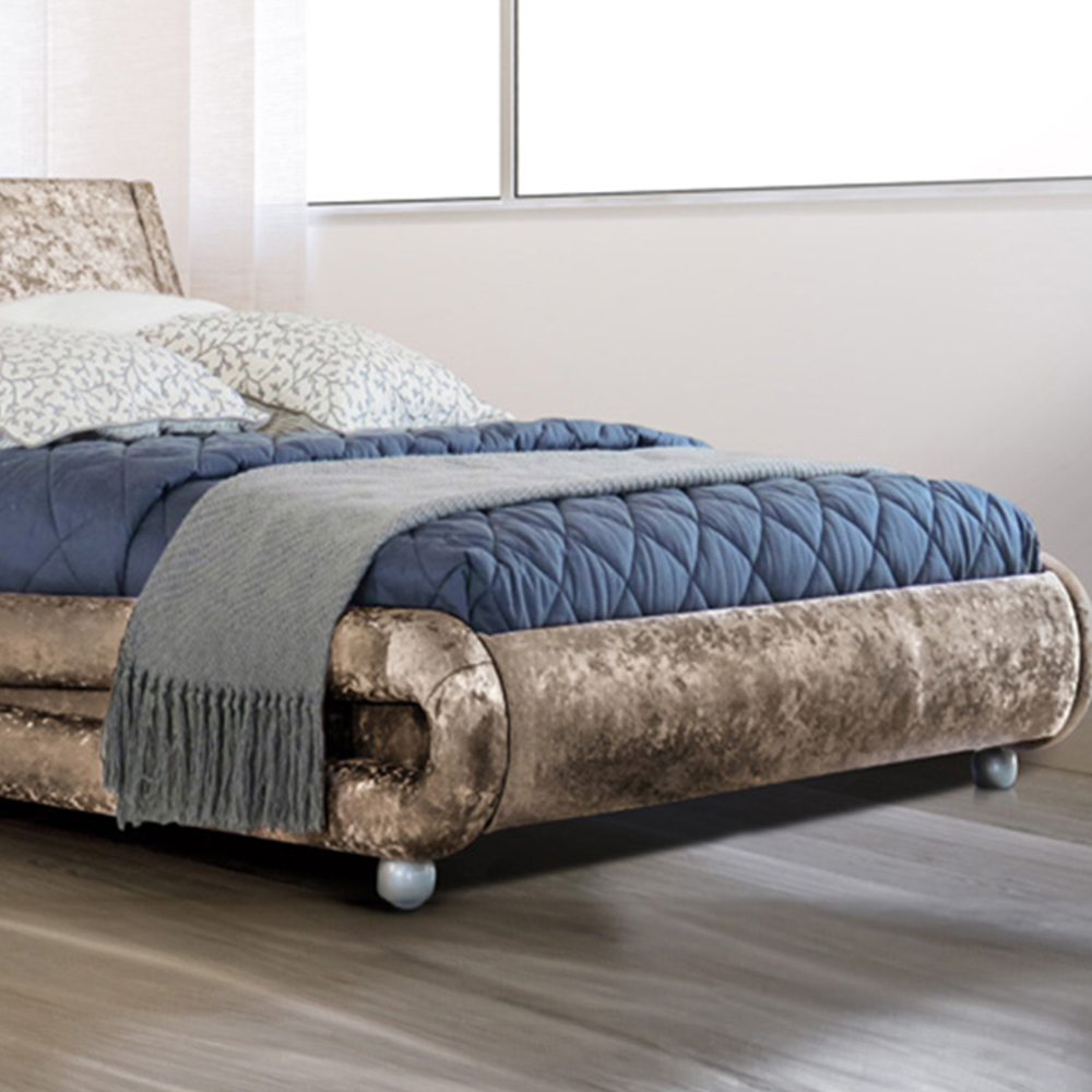 Brooklyn Modern Curved Double Truffle Crushed Velvet Bed Frame Image 2