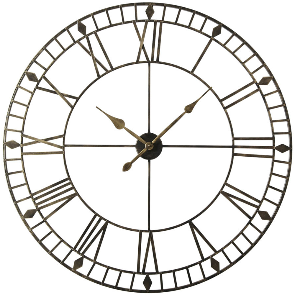 EOS Black Gold Skeleton Wall Clock with Roman Numerals 100cm Image 1