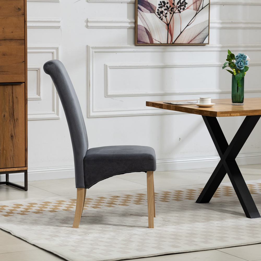 Artemis Home Rimini Set of 2 Grey Velvet Fabric Dining Chair Image 4