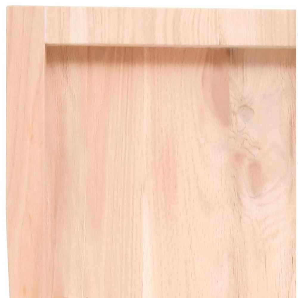 vidaXL 40cm Natural Untreated Solid Oak Wood Floating Wall Shelf Image 6