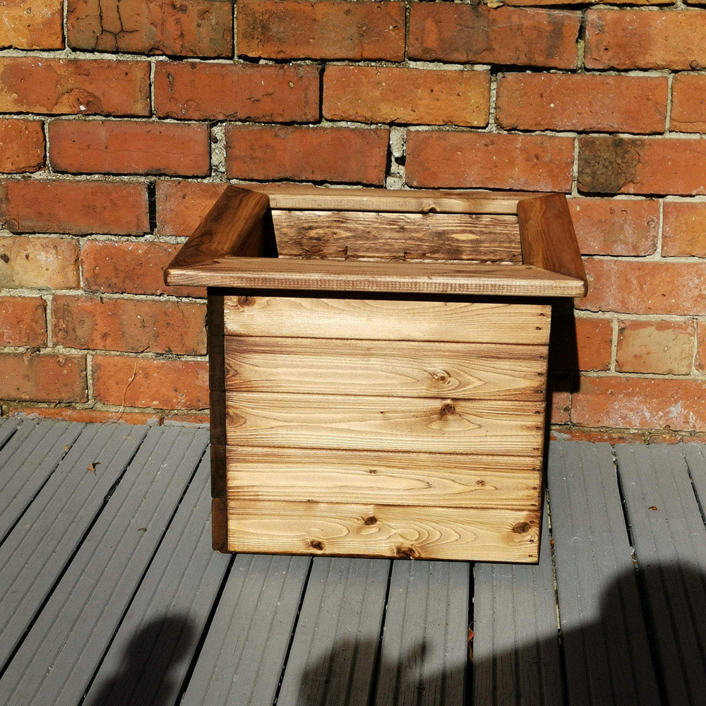 Samuel Alexander Handmade Chunky Rustic Wooden Garden Square Planter 46cm Image 7
