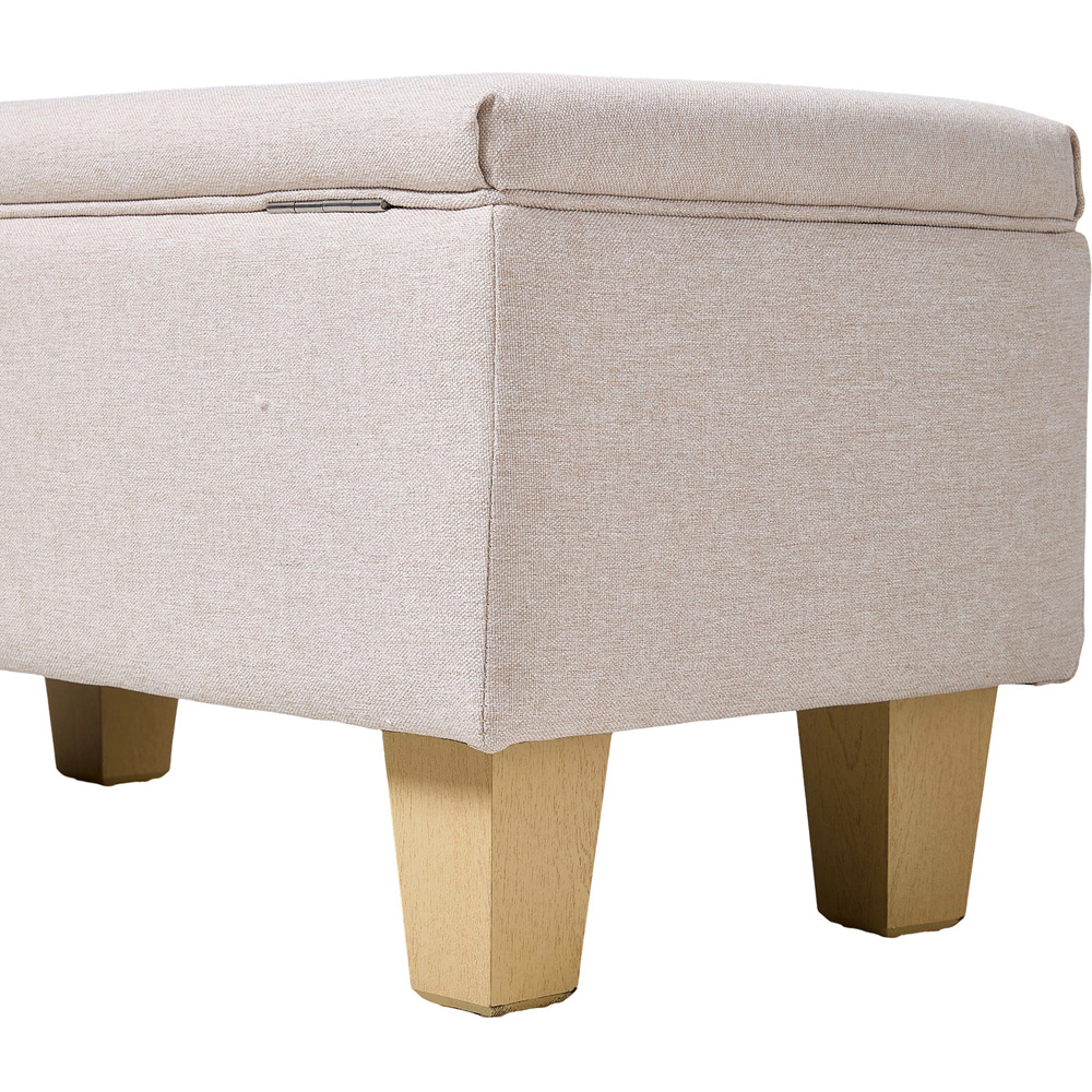 Living and Home 2 in 1 Cream Linen Upholstered Storage Ottoman Image 4