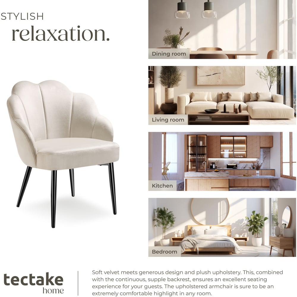 tectake Doe Set of 6 Black Woven Fabric Armchair Image 7