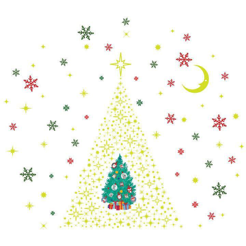 Walplus Glow Stars and Colourful Snowflakes with Christmas Tree Self Adhesive Wall Sticker 434 Piece Image 2