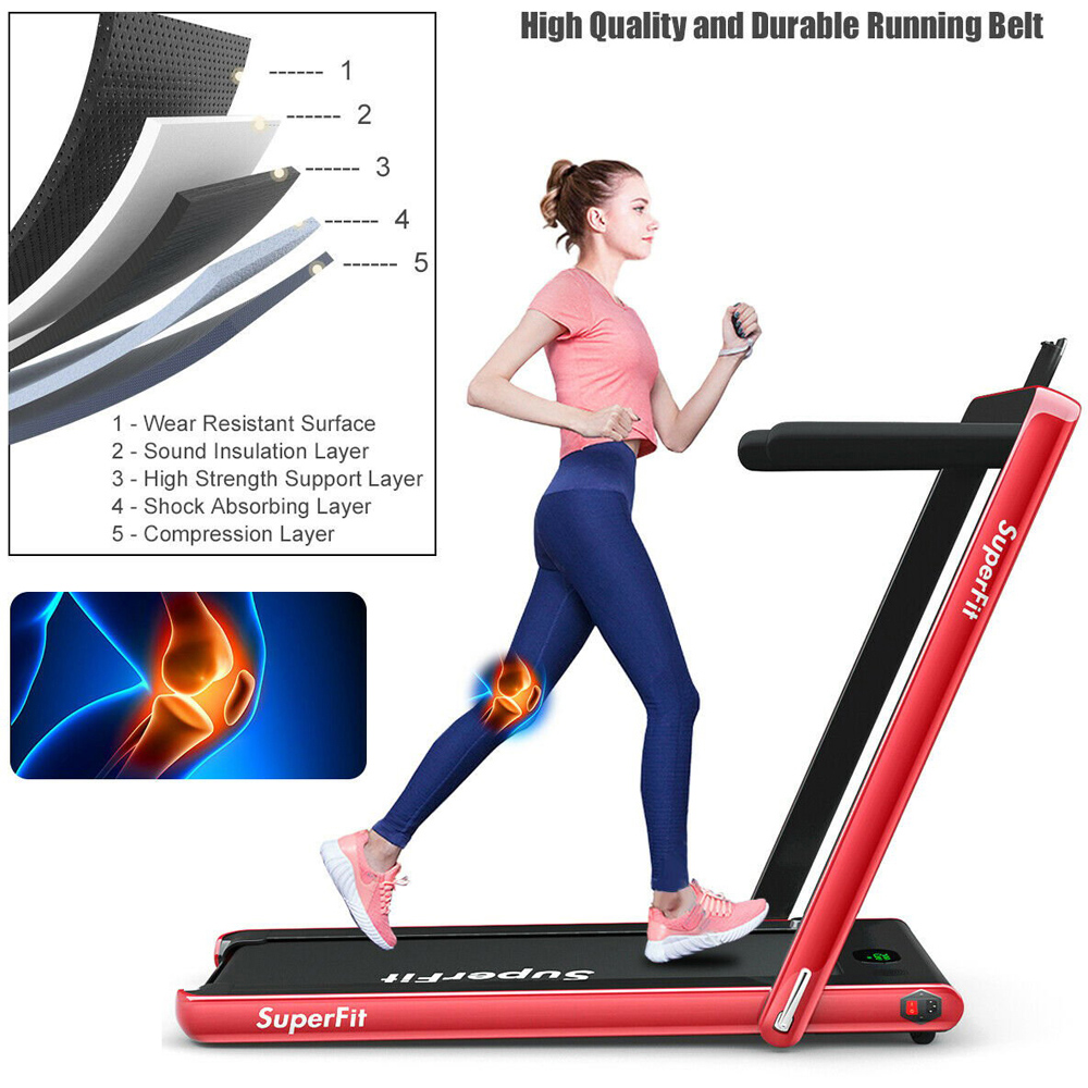 Costway 2 in 1 Red Foldable Electric Treadmill with Bluetooth Speaker Image 5