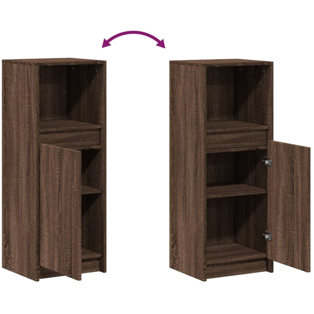 vidaXL Single Door Single Shelf Brown Oak Sideboard with RGB LED Lights Image 8