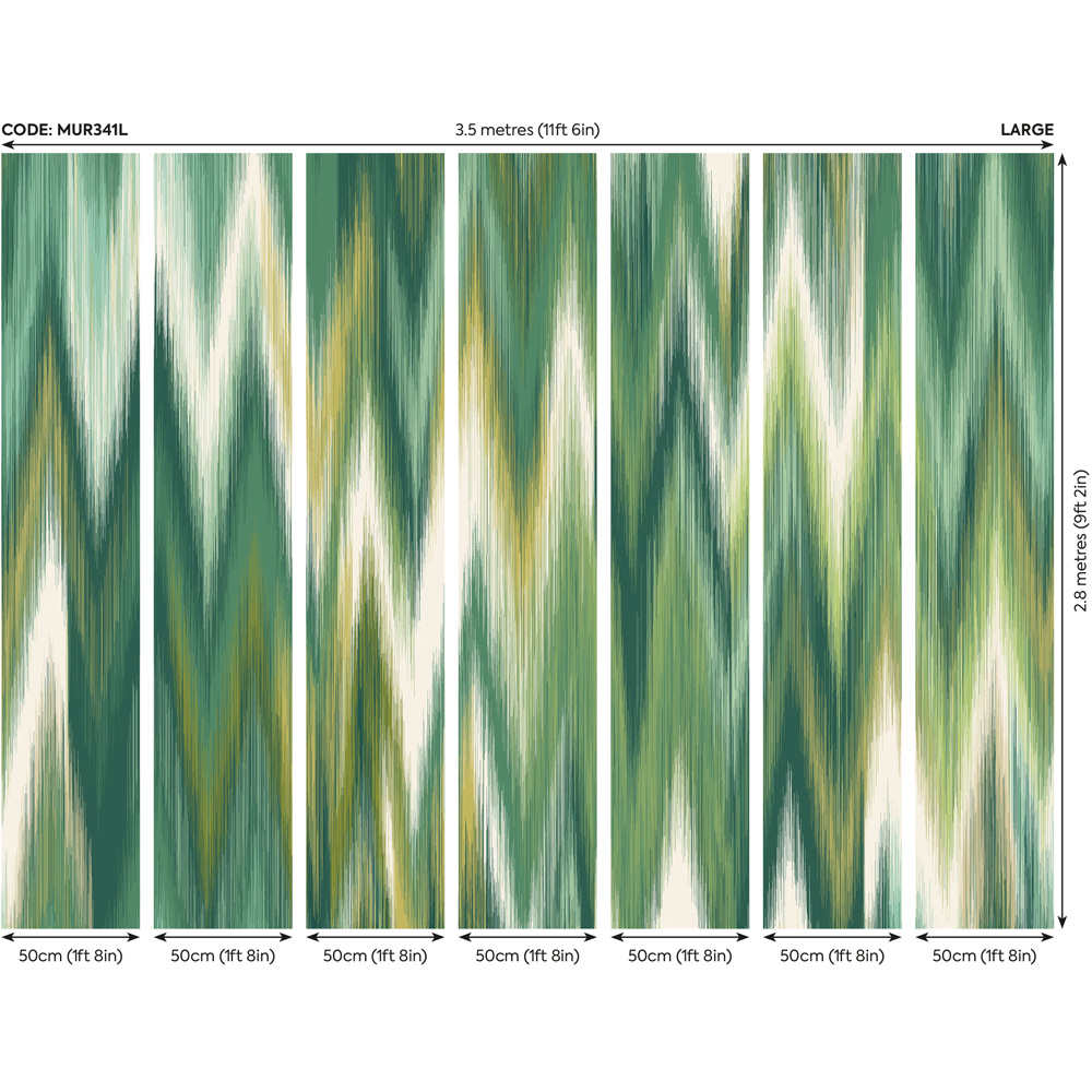 Origin Murals Ikat Zig Zag Green Wall Mural Image 3