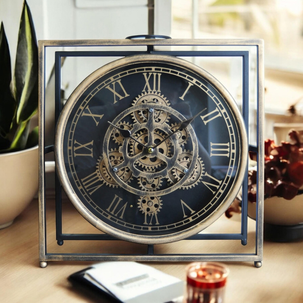 Acacia Home Golden Mantel Clock with Frame 30cm Image 2