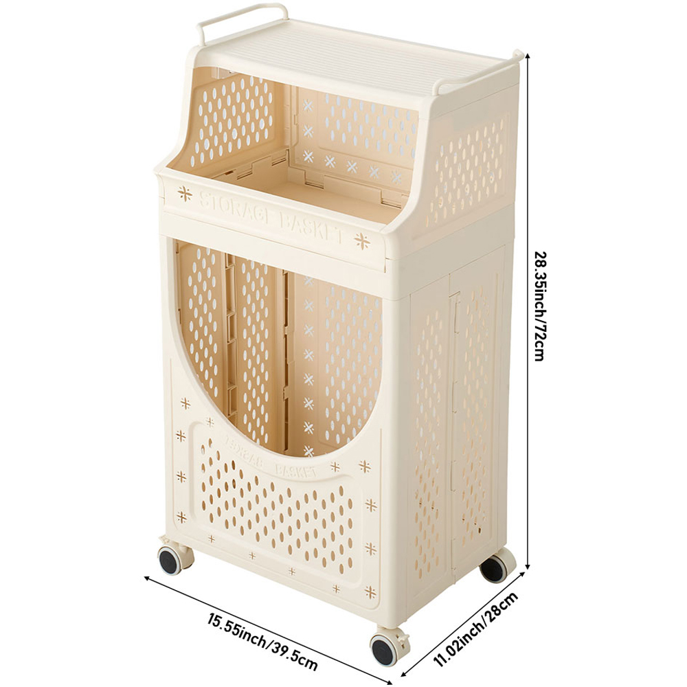 Living and Home 3-Tier Cream Multifunctional Storage Trolley Cart with Handles Image 8