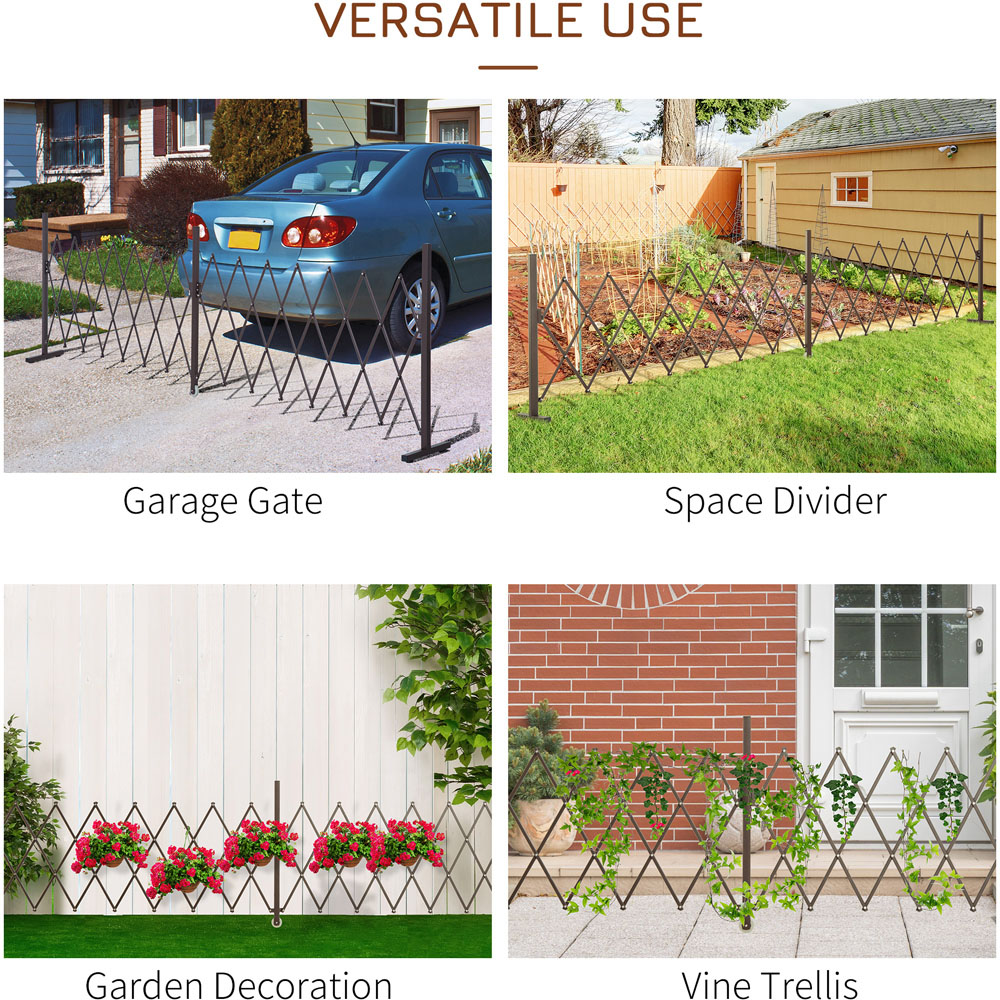 Outsunny Dark Brown Scissor Grid 3 x 13ft Expanding Trellis Fence Panel Image 4