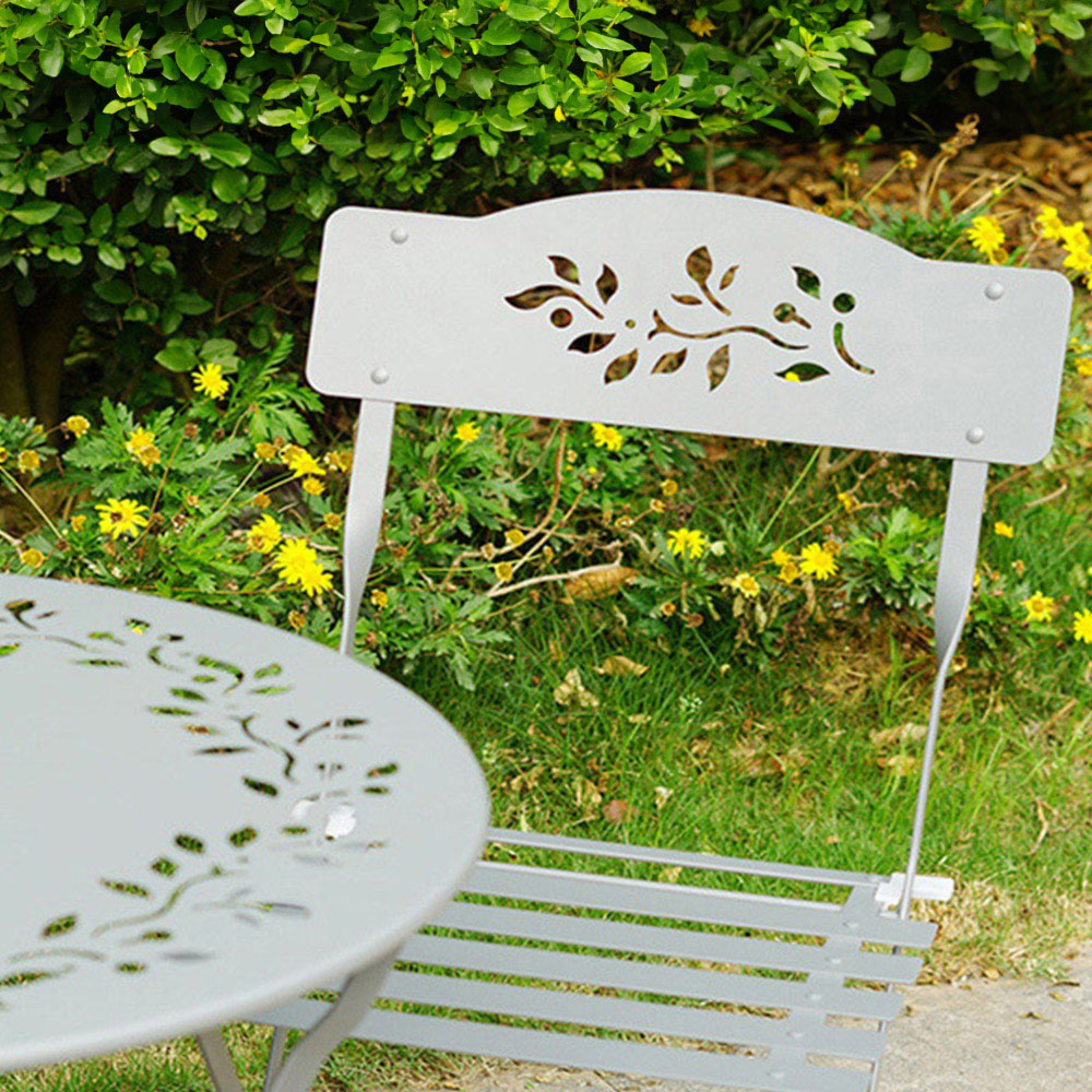 Eurotrade 2 Seater Bistro Set Leaf Grey Image 4