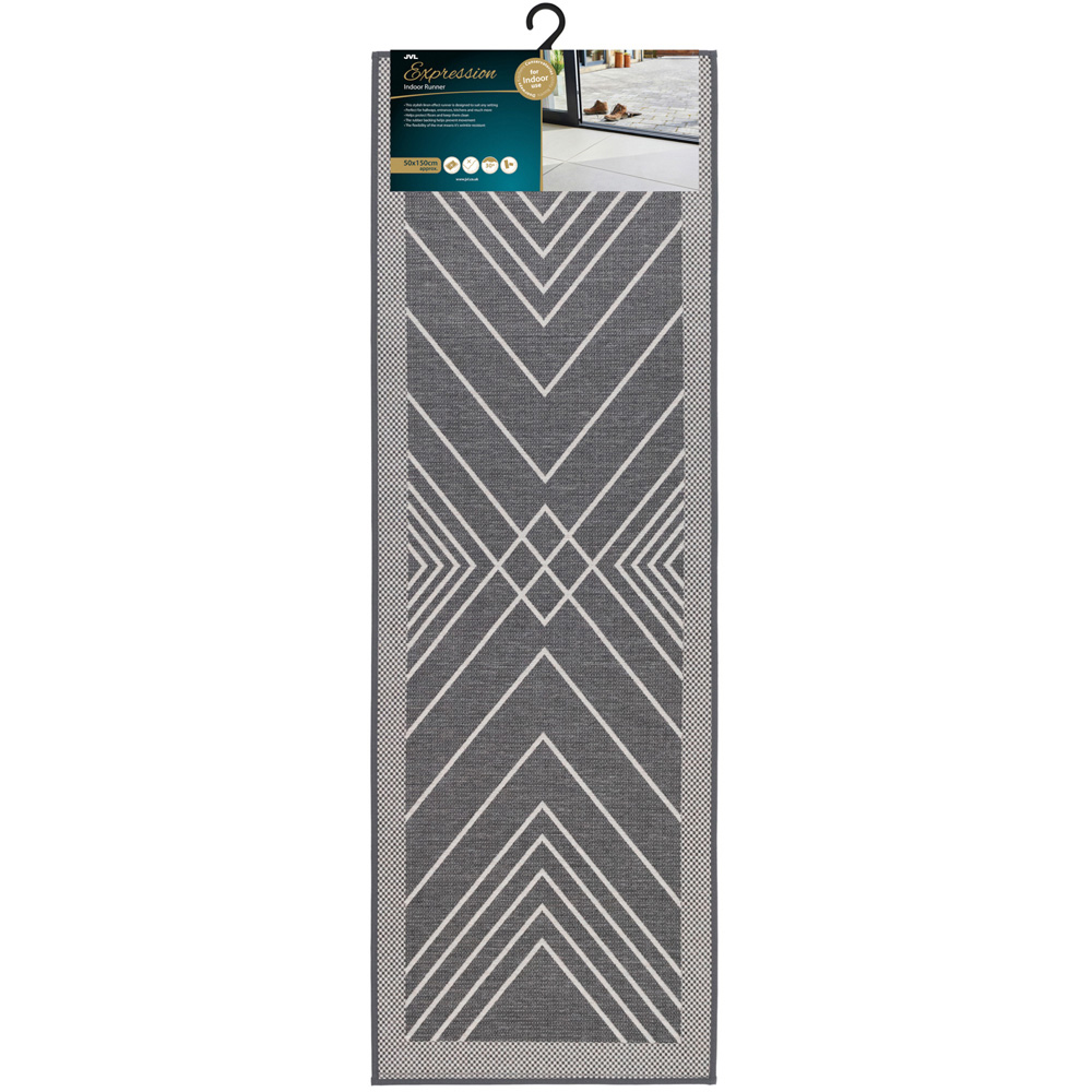 JVL Expression Stripe Rubber Backed Door Mat and Runner Set Image 4