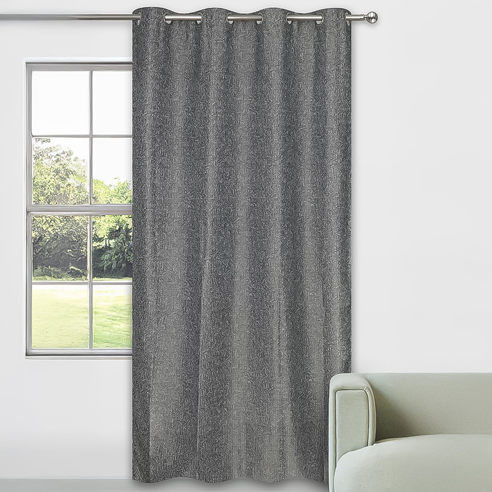 Nomi Slub Eyelet Single Panel Curtain - Black Image 1