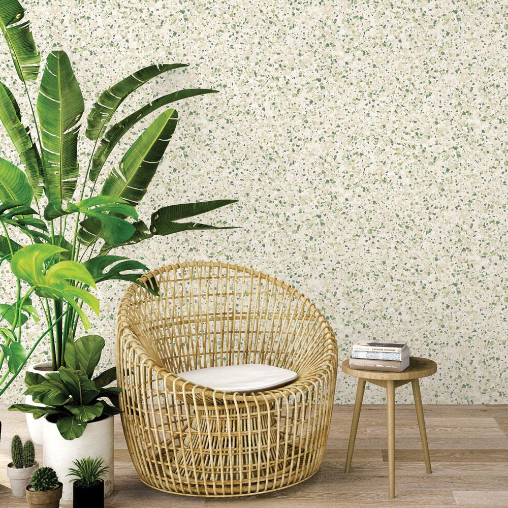 Galerie Evergreen Terrazzo Green Wallpaper Image 2