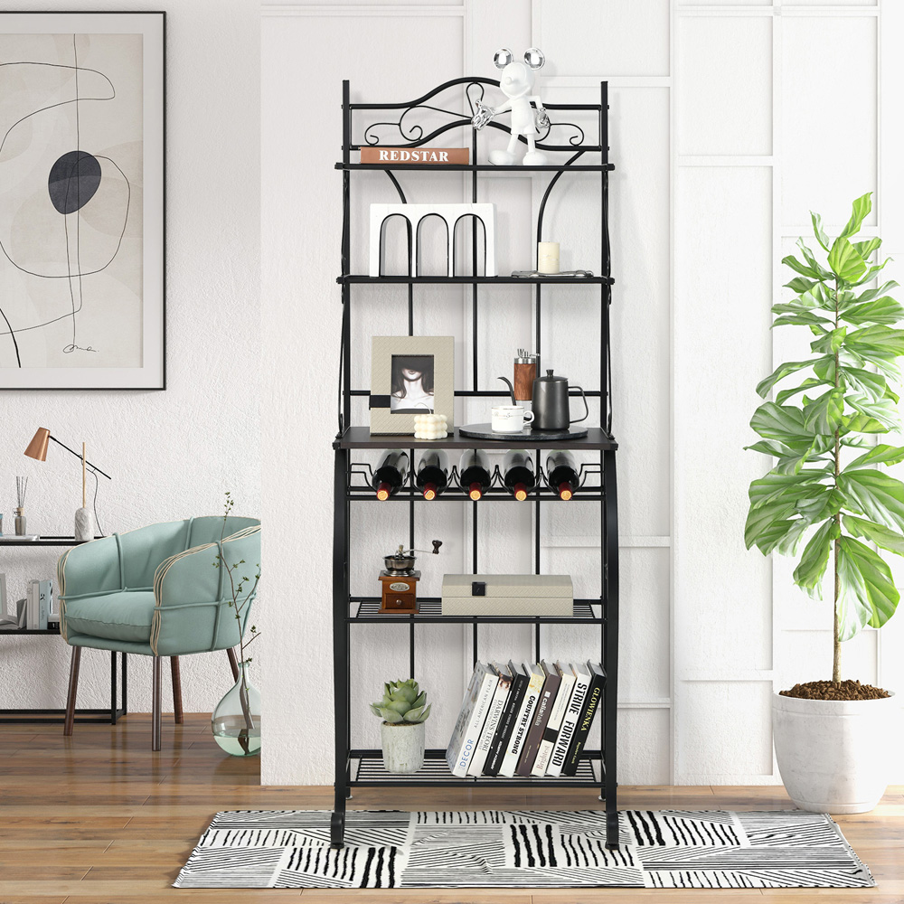 Costway 5 Shelf Freestanding Bakers Rack with Wine Storage Image 6