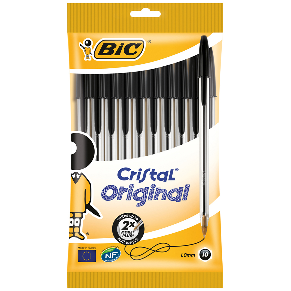 BIC Cristal Black Original Ball Pens 10 Pack Image