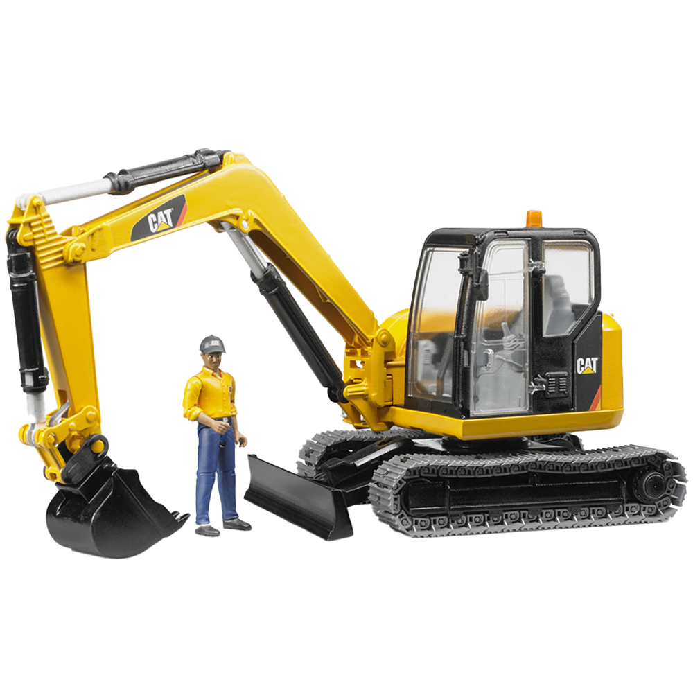 Bruder Kids Cat Mini Excavator Playset Model with Worker Image 1