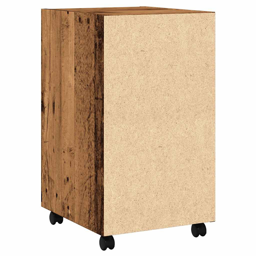 vidaXL Single Door Single Shelf Old Wood Storage Cabinet with Wheels Image 6