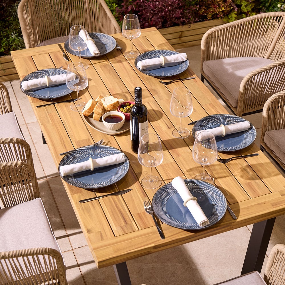 Rowlinson Oslo 6 Seater Natural Dining Table Set 160cm Image 3