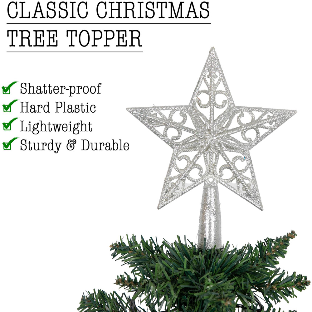 Shatchi Silver Glitter Star Tree Topper Image 4