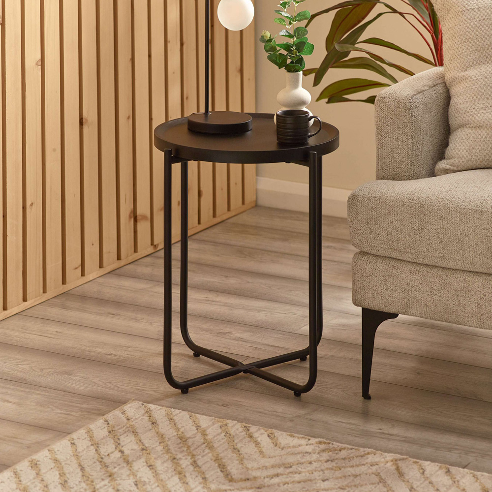 Julian Bowen Sagrada Black Round Coffee and Lamp Table Set Image 7