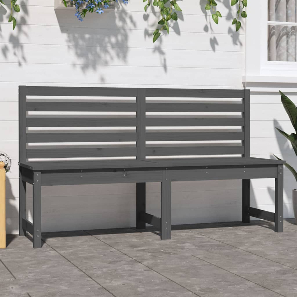 vidaXL Grey Solid Pine Wood Slatted Garden Bench 157.5 x 48 x 91.5cm Image 1