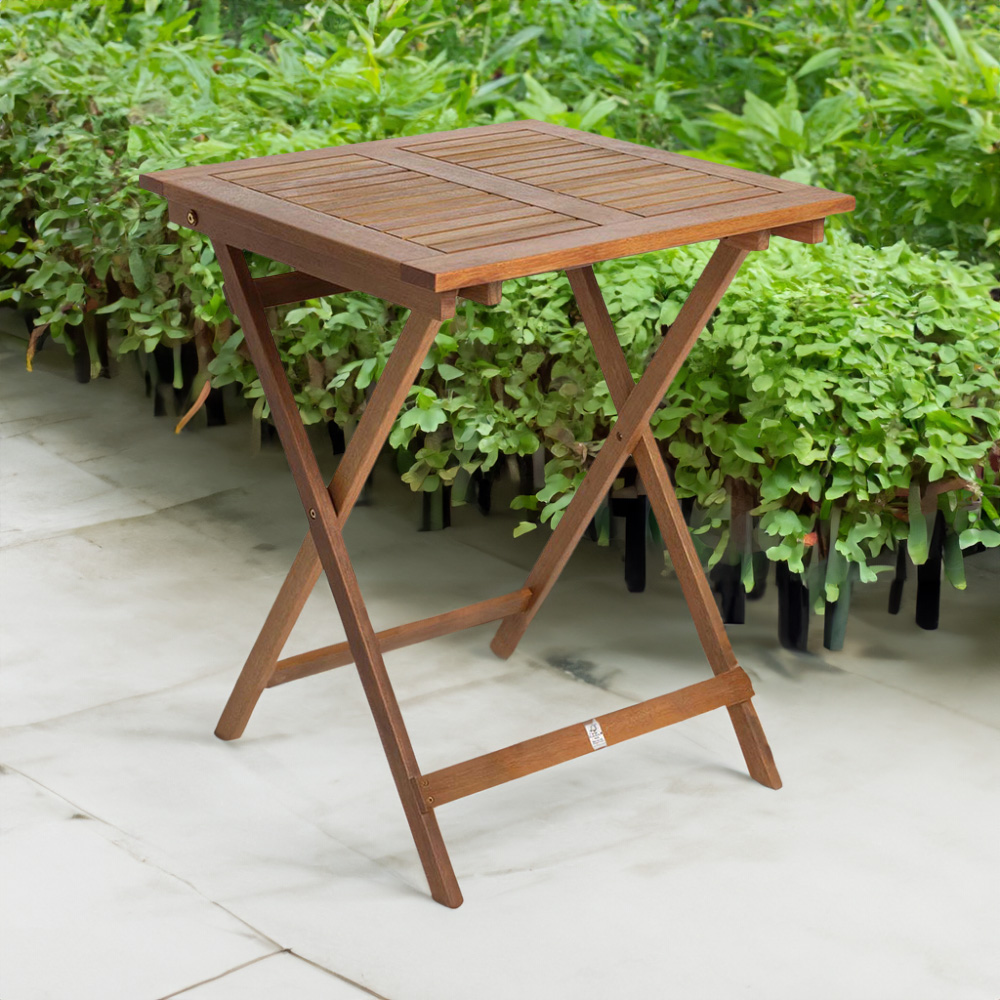 Charles Bentley FSC Eucalyptus 2 Seater Square Folding Bistro Table Image 1