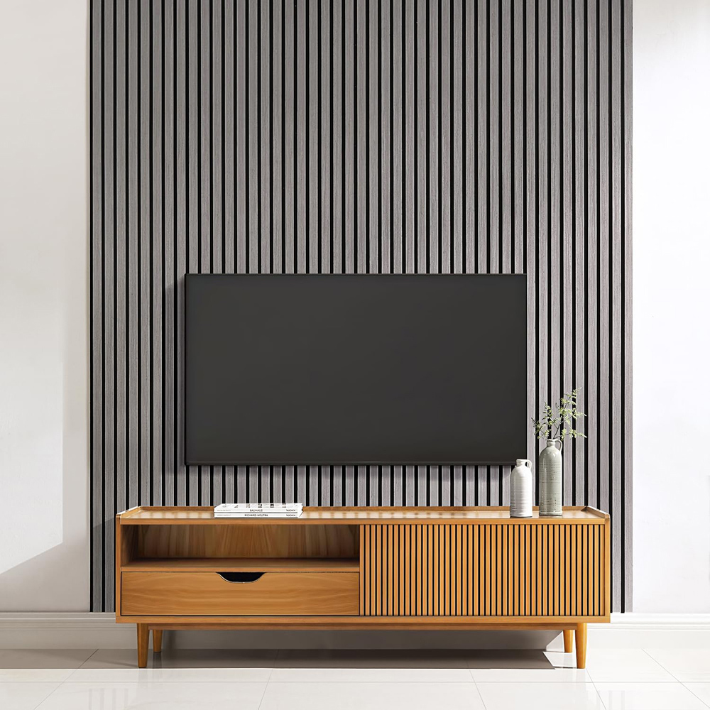 Home Treats Light Grey Wooden 3D Acoustic Wall Panel 60 x 120cm Image 1