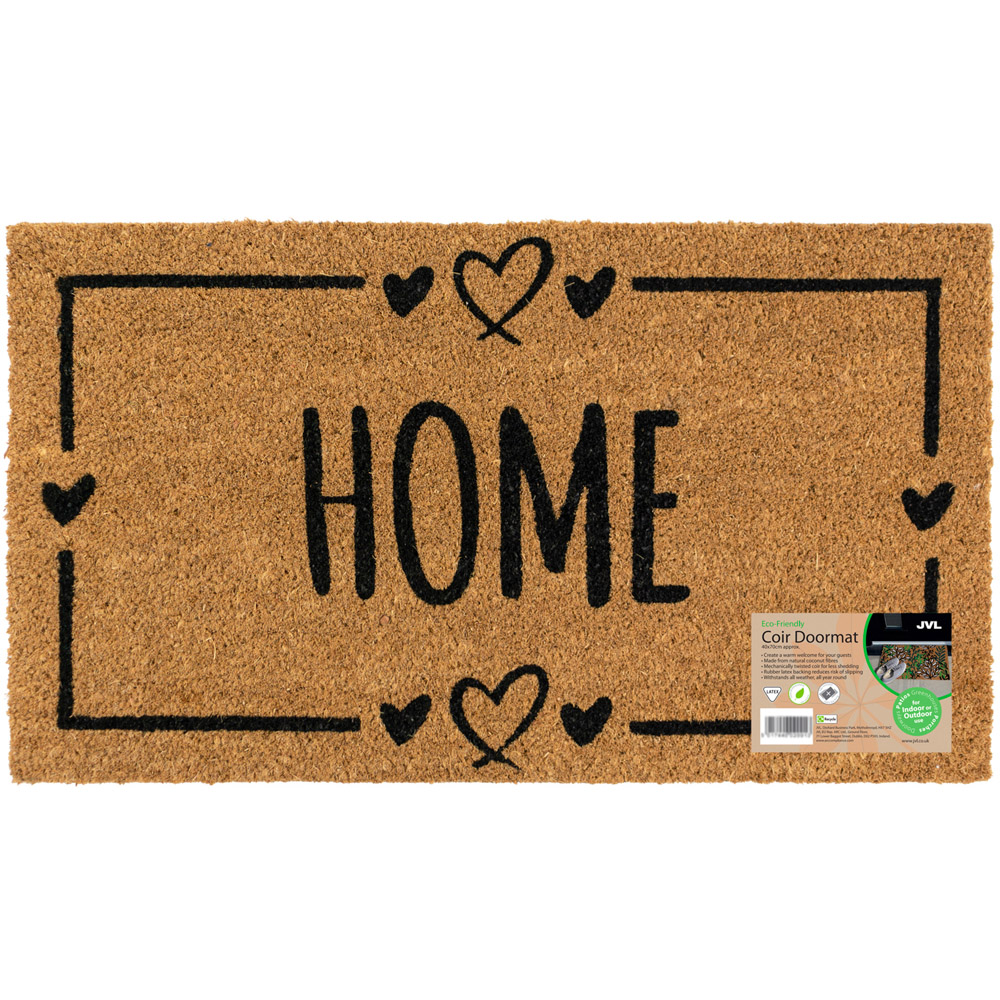 JVL Home Hearts Coir Latex Backed Door Mat and Runner Set Image 2