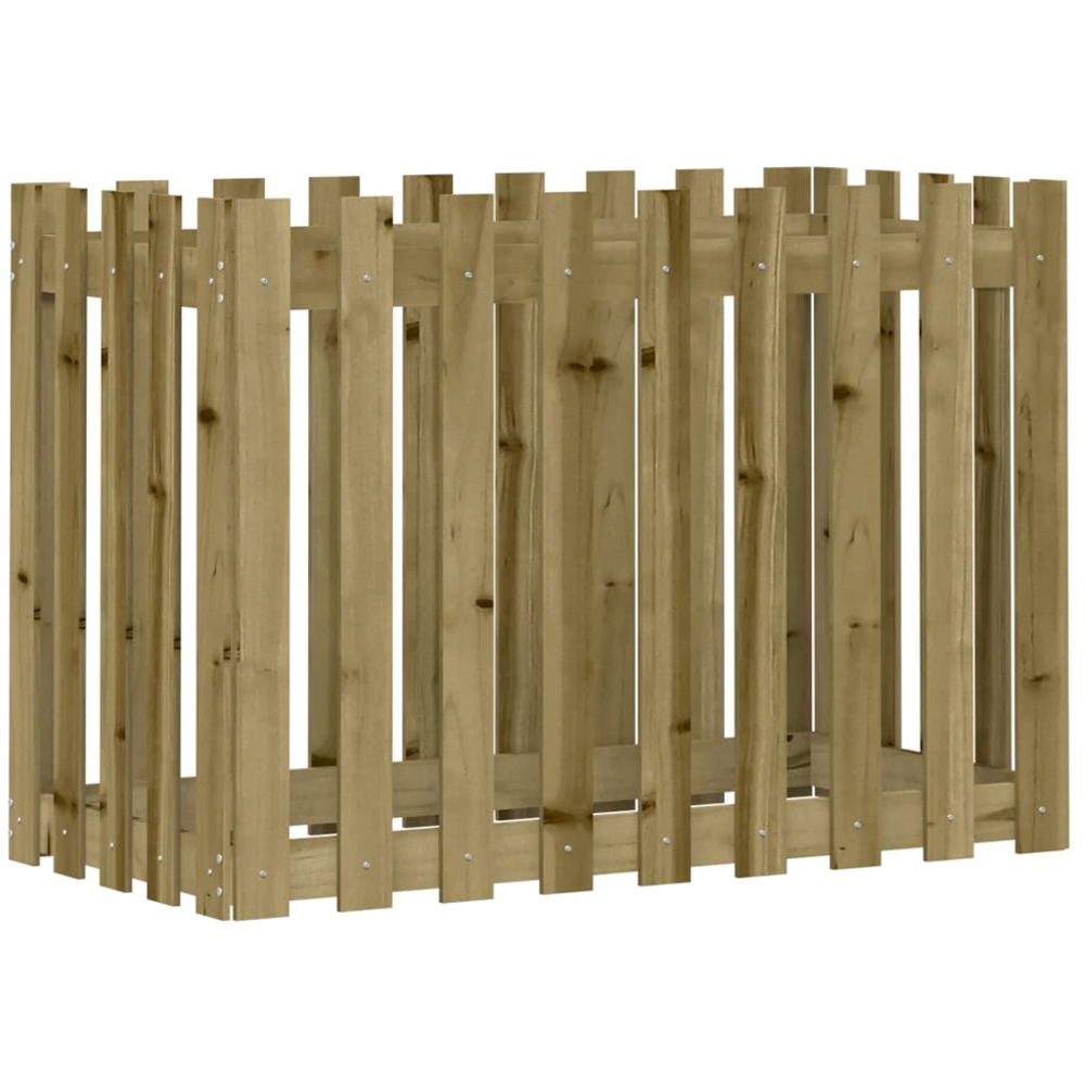vidaXL Natural Impregnated Pine Wood Fence Design Raised Garden Bed 100 x 50 x 70cm Image 3
