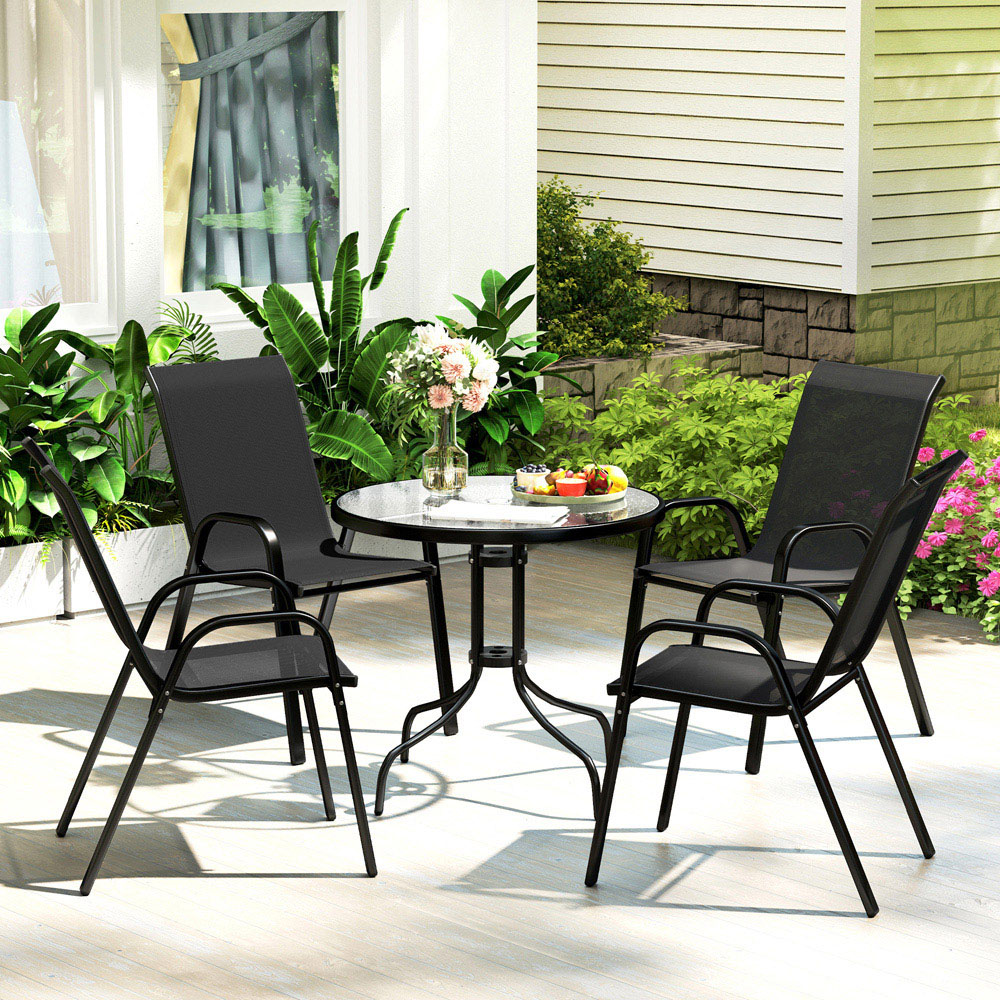 Outsunny 4 Seater Black Garden Dining Set Image 7