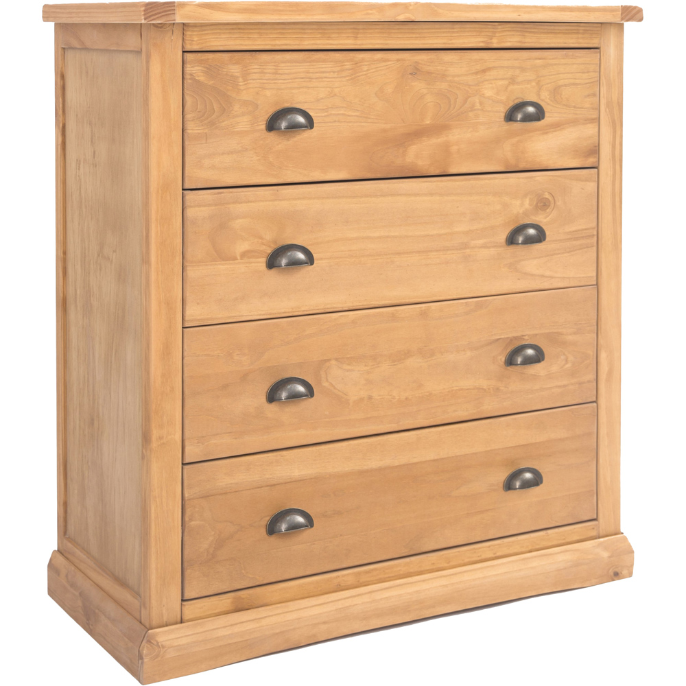 Lucca 4 Drawer Antique Wax Finish Chest of Drawers with Brass Cup Handles Image 3