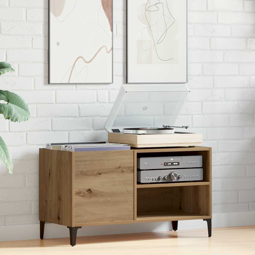 vidaXL 2 Shelf Artisan Oak Record Cabinet Image 8