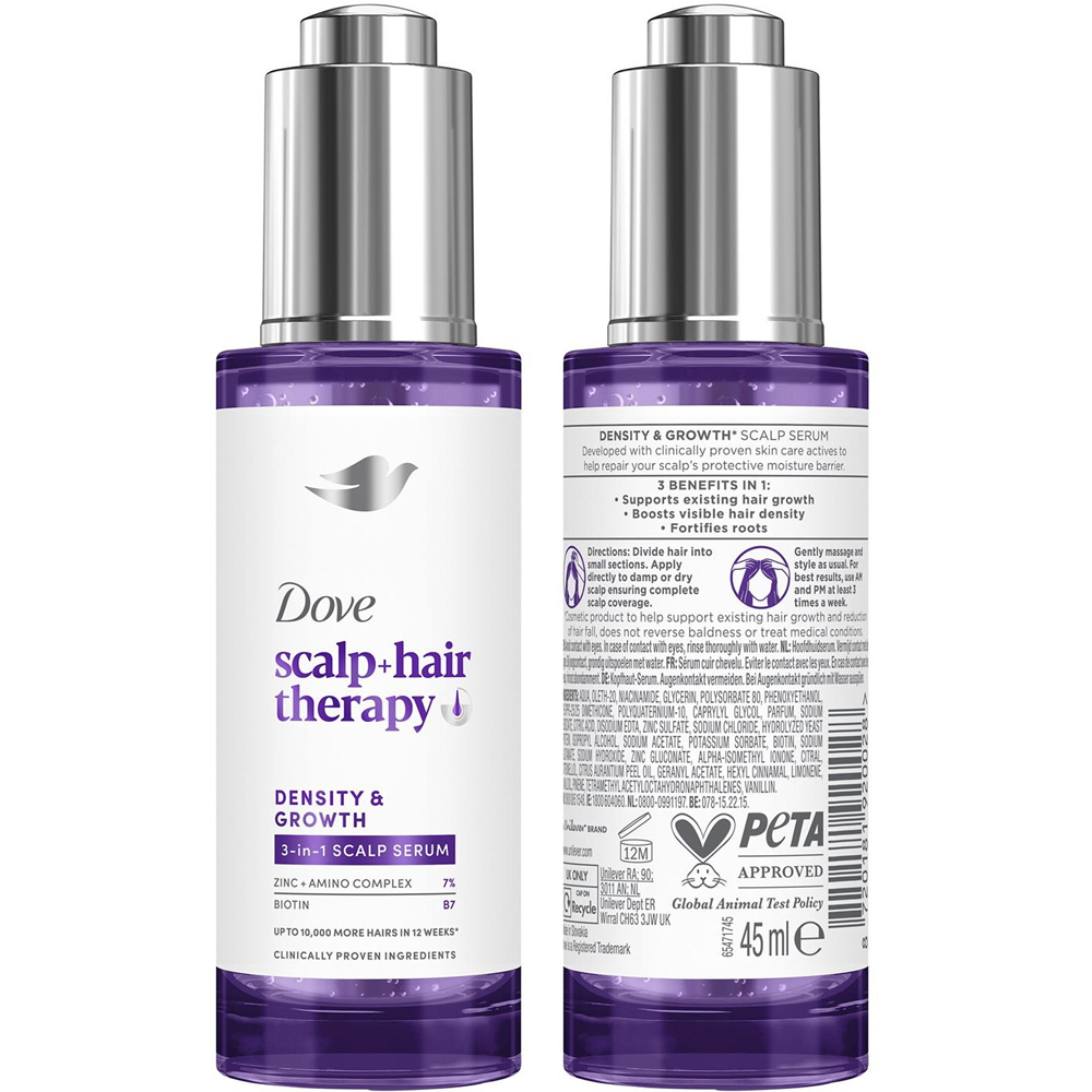 Dove Scalp+Hair Therapy Density and Growth B3 and Biotin 3-in-1 Scalp Serum 45ml 12 Pack Image 3