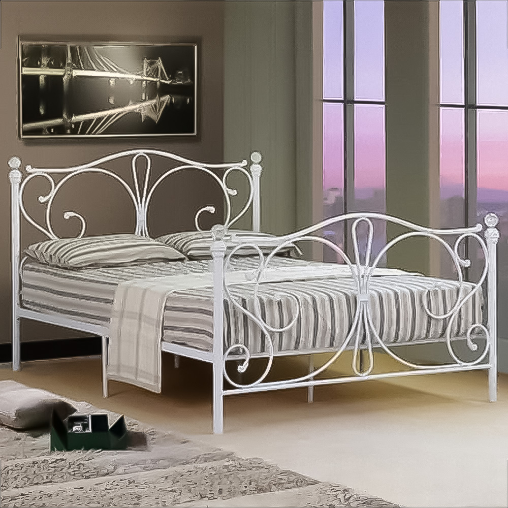 Brooklyn Finial Double White Metal Bed Frame Image