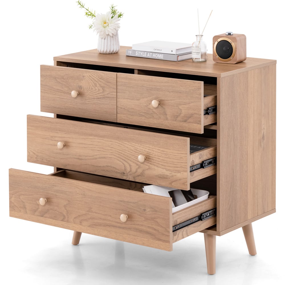 Costway 4 Drawer Natural Chest of Drawers Image 3