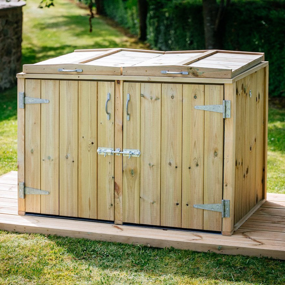 The Garden Village Dutton 4 x 2ft Double Dustbin Storage Shed Image 1