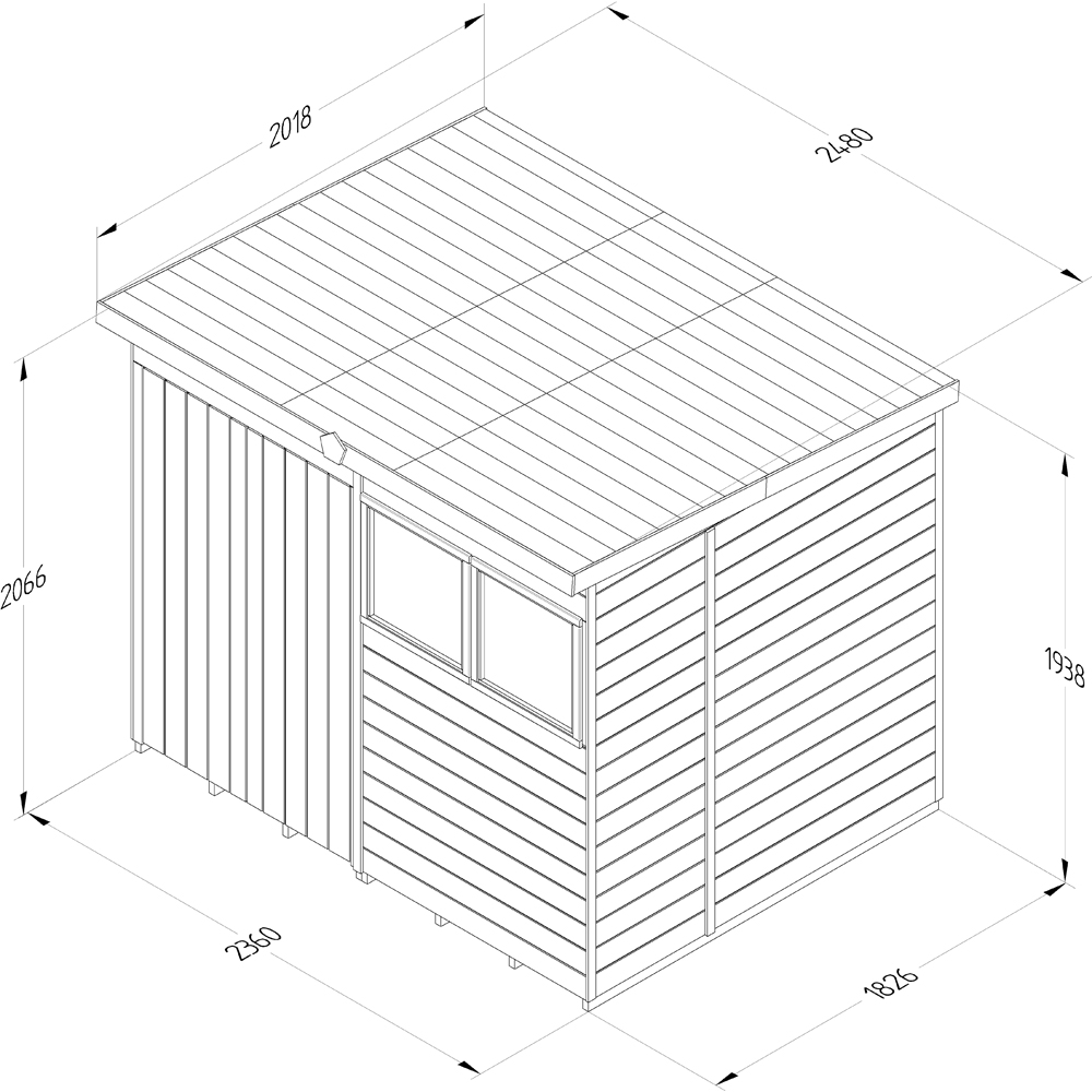 Forest Garden Timberdale 8 x 6ft 2 Opening Pent Shed Image 9