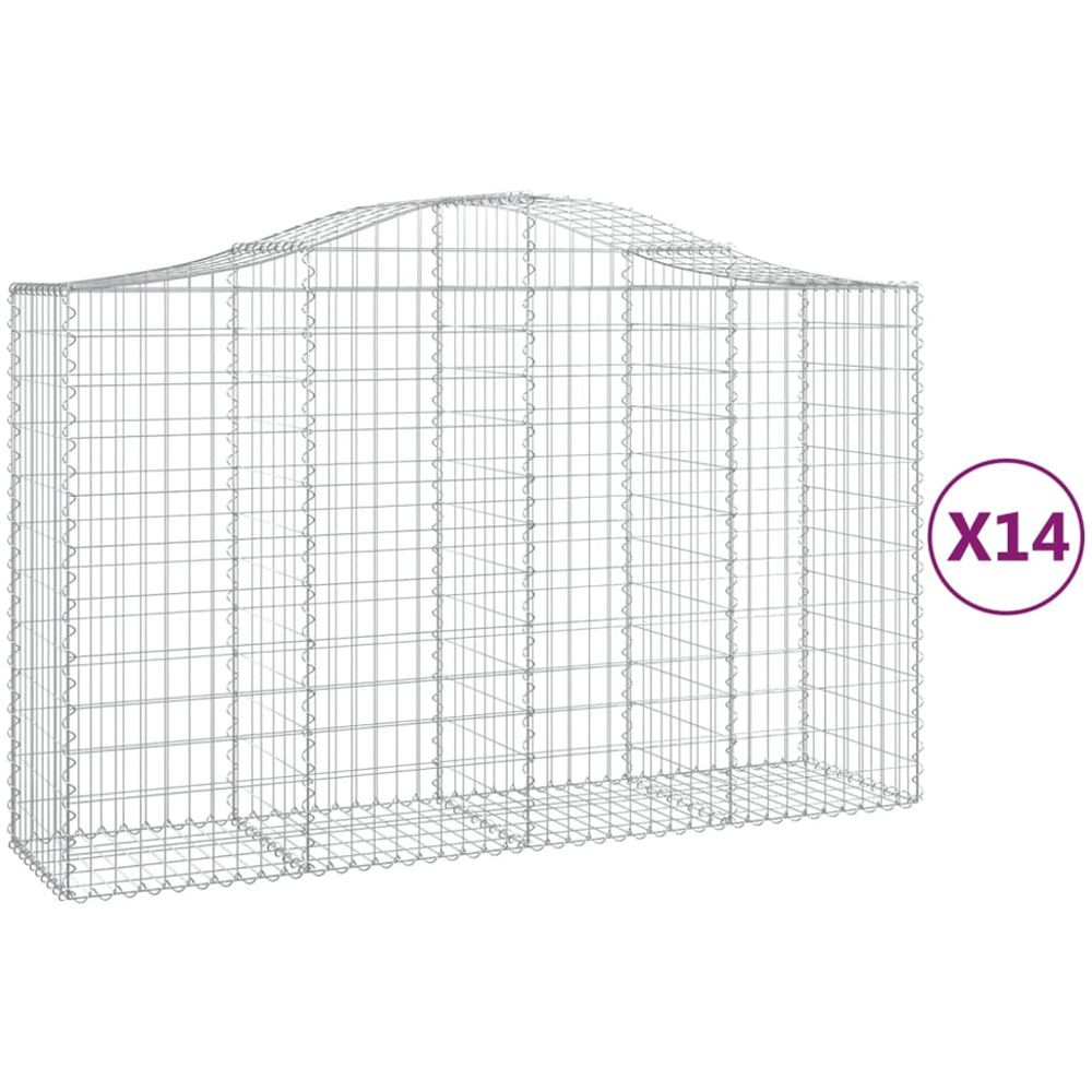 vidaXL Silver Galvanised Iron Arched Gabion Basket 200 x 50 x 120/140cm 14 Pack Image 4