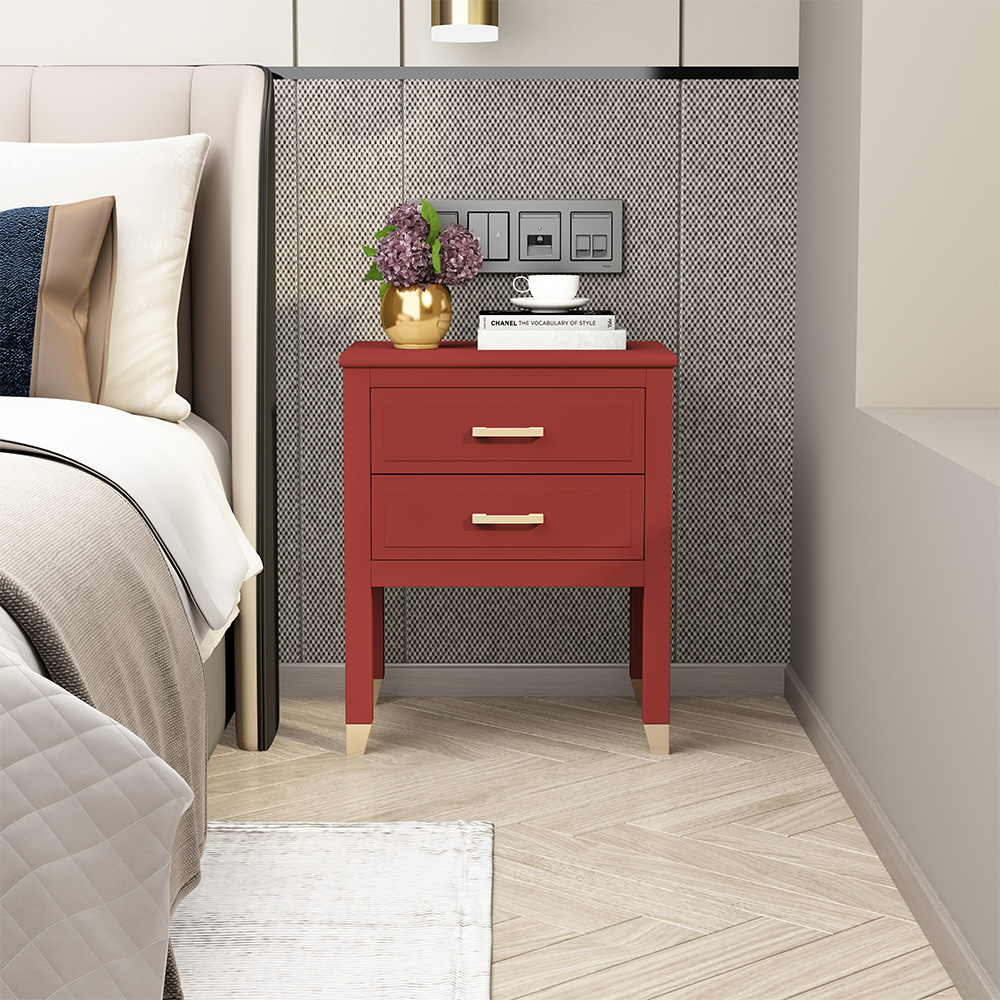 Palazzi 2 Drawers Red Bedside Table Image 8