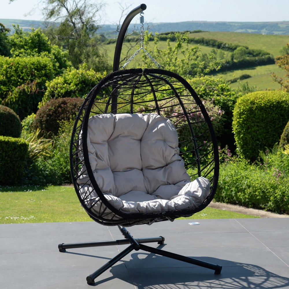 Artemis Home Hebden Light Grey Garden Hanging Egg Chair Image 1