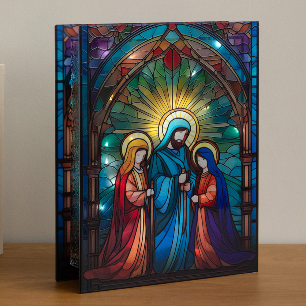 Samuel Alexander Light Up Stained Glass Nativity Scene Christmas Decoration 28 x 21cm Image 1