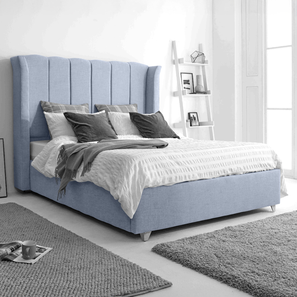 Eleganza Pablo Double Dawn Grampian Fabric Bed Frame with Winged Headboard Image 1